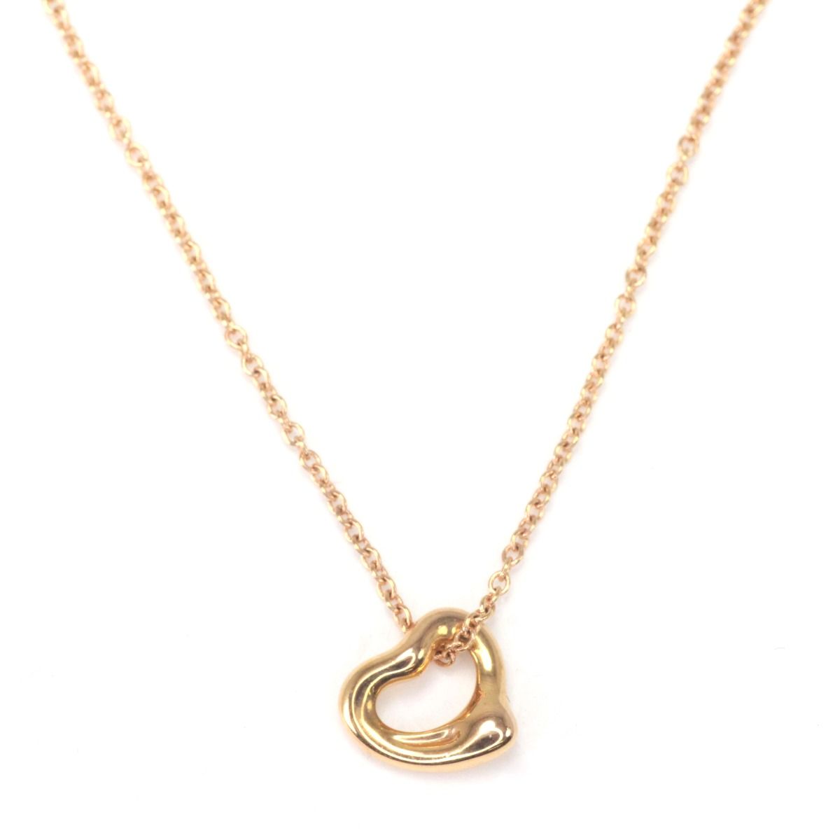 Tiffany & Co Necklace 18k Elsa Peretti Open Heart Pendant External Case