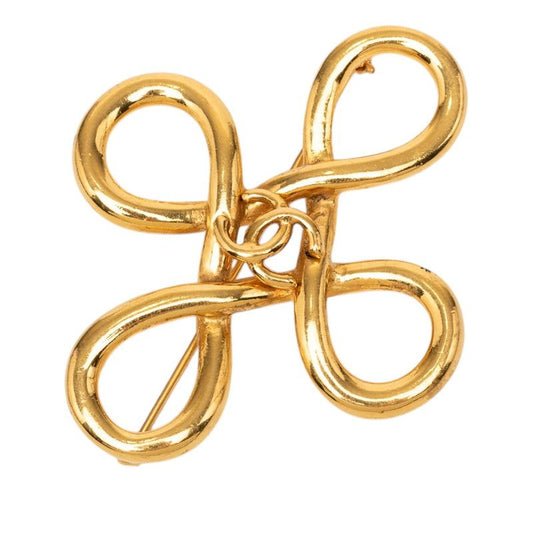 Chanel CC Logo Infinity Cross Brooch Gold Plated