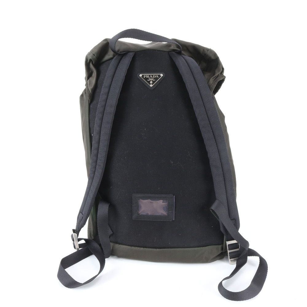 Prada Tessuto Nylon Triangle Logo Leather Backpack Business — view 3