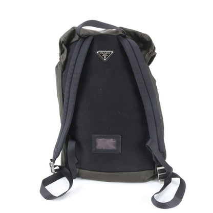 Prada Tessuto Nylon Triangle Logo Leather Backpack Business — view 3