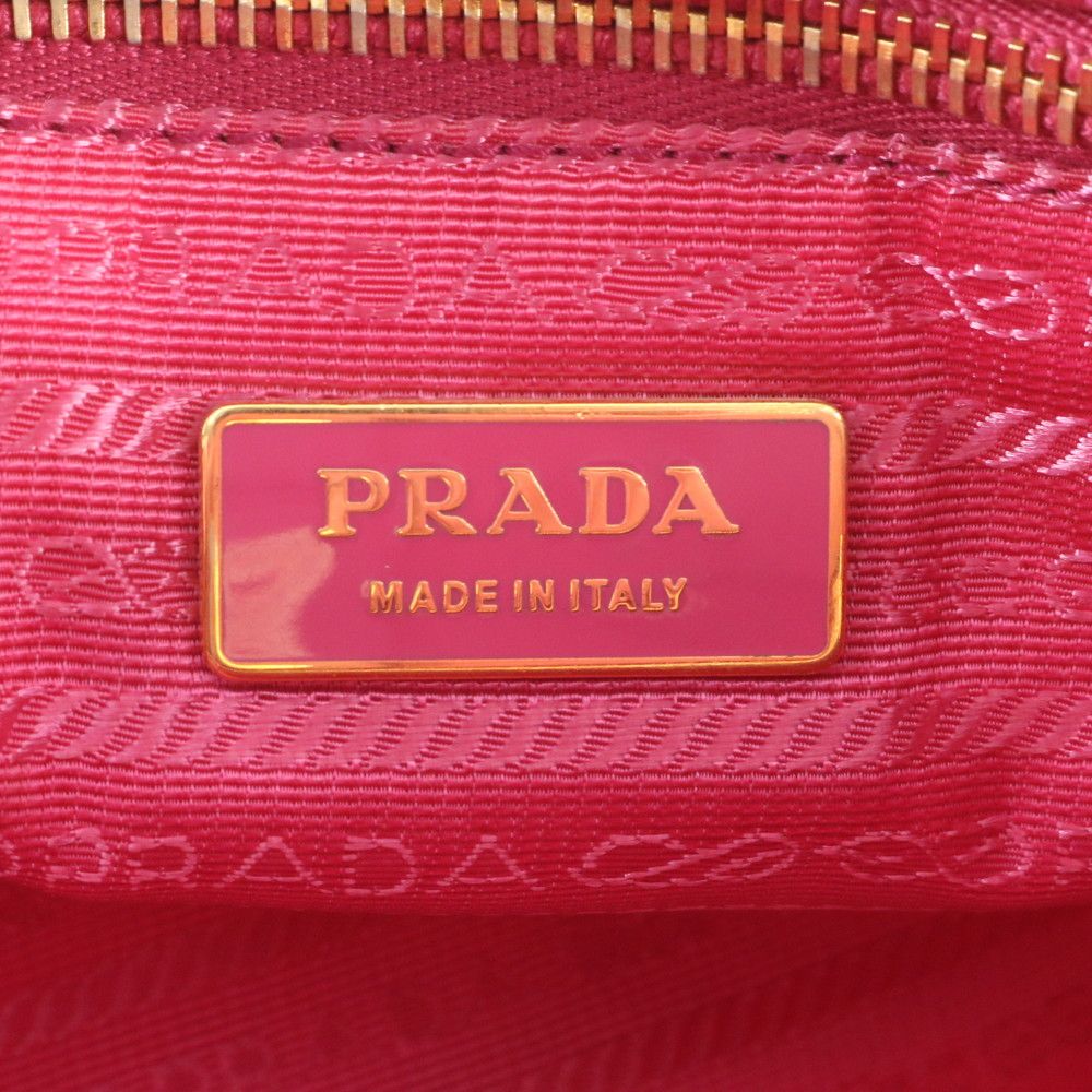 Prada Tessuto Nylon Triangle Logo Ruffle Leather Tote Shoulder Hand — view 8