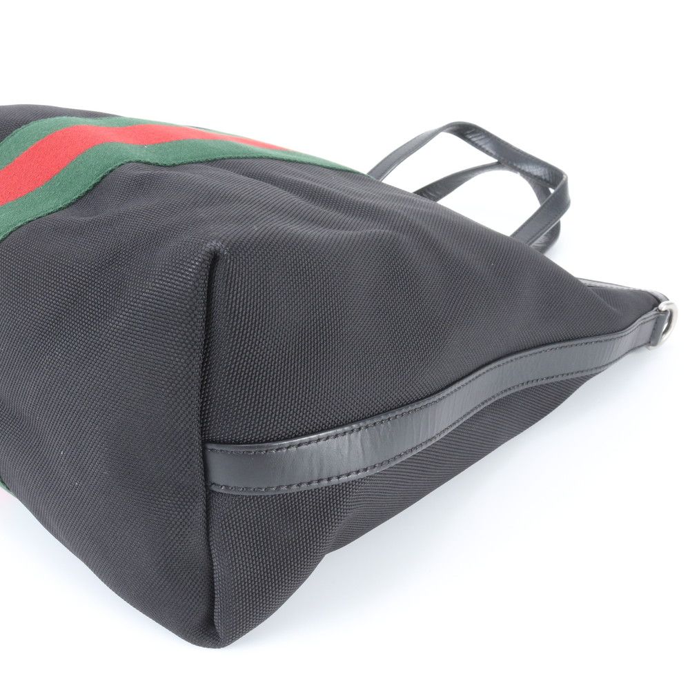 Gucci Sherry Line Leather Canvas Tote Shoulder Business Black — view 4
