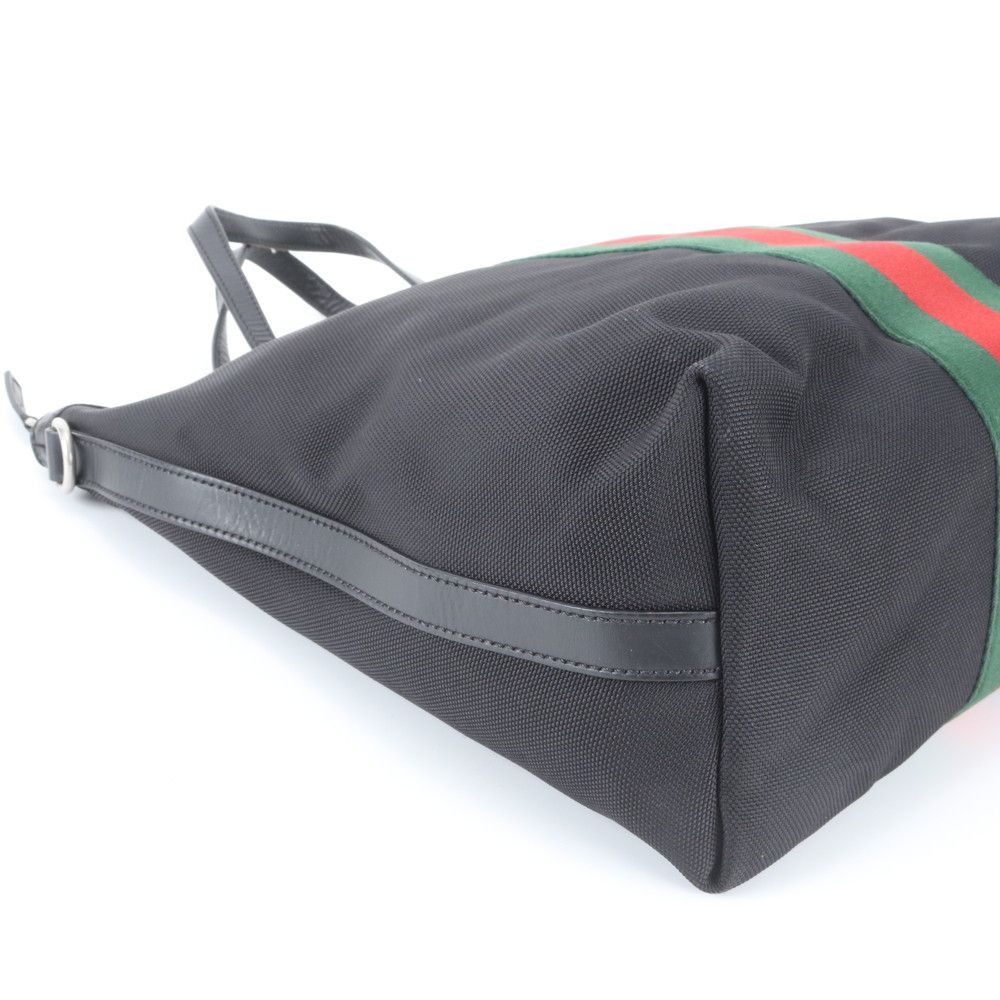 Gucci Sherry Line Leather Canvas Tote Shoulder Business Black — view 6