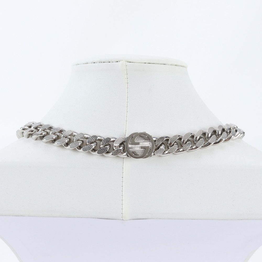 Gucci Script Logo Choker Necklace Silver — view 4