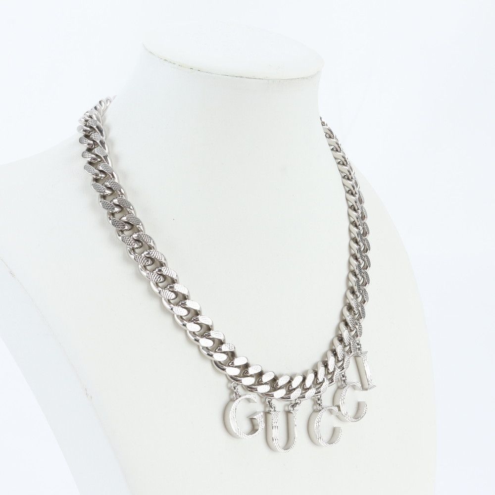 Gucci Script Logo Choker Necklace Silver — view 5
