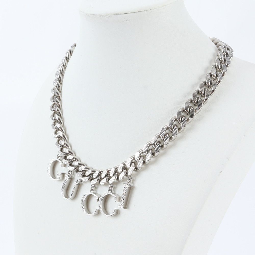 Gucci Script Logo Choker Necklace Silver — view 3