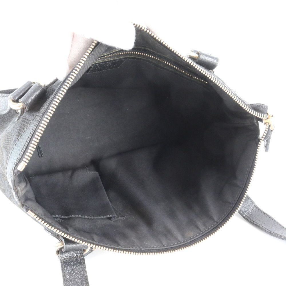 Gucci GG Canvas Leather Handbag Tote Black — view 7