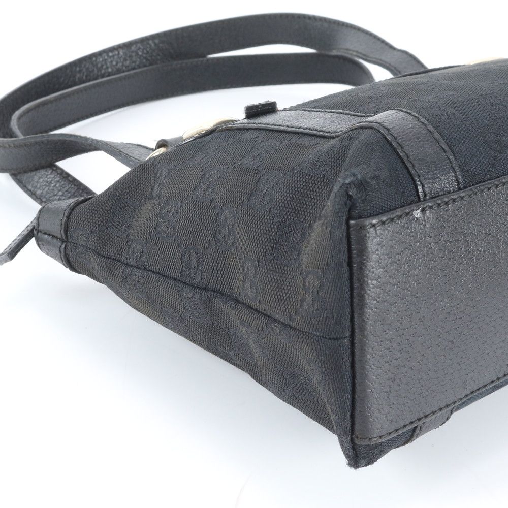 Gucci GG Canvas Leather Handbag Tote Black — view 6