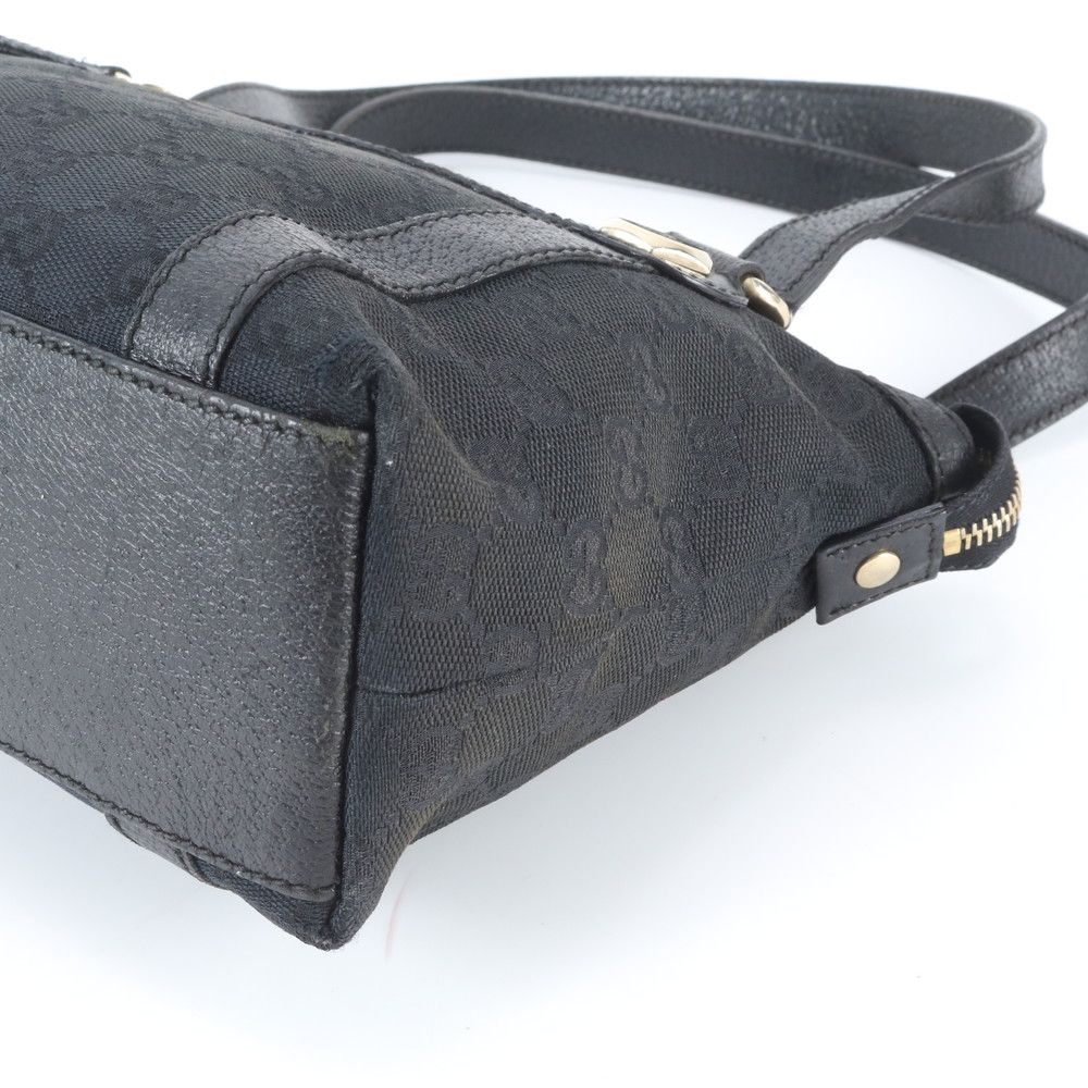 Gucci GG Canvas Leather Handbag Tote Black — view 4