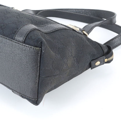 Gucci GG Canvas Leather Handbag Tote Black — view 4