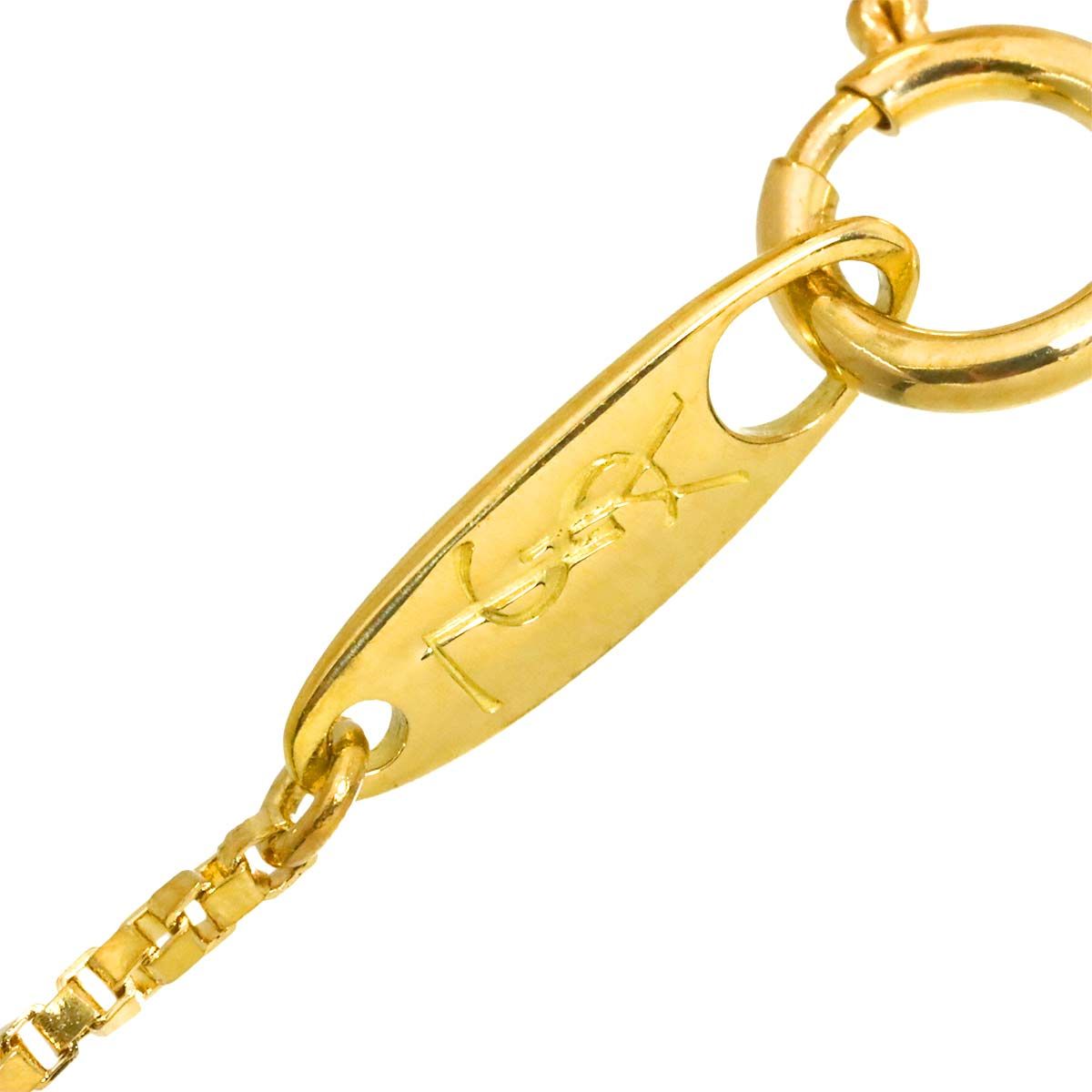 Saint Laurent Quartz Heart Necklace 40 cm 18k YG Yellow Gold — view 5