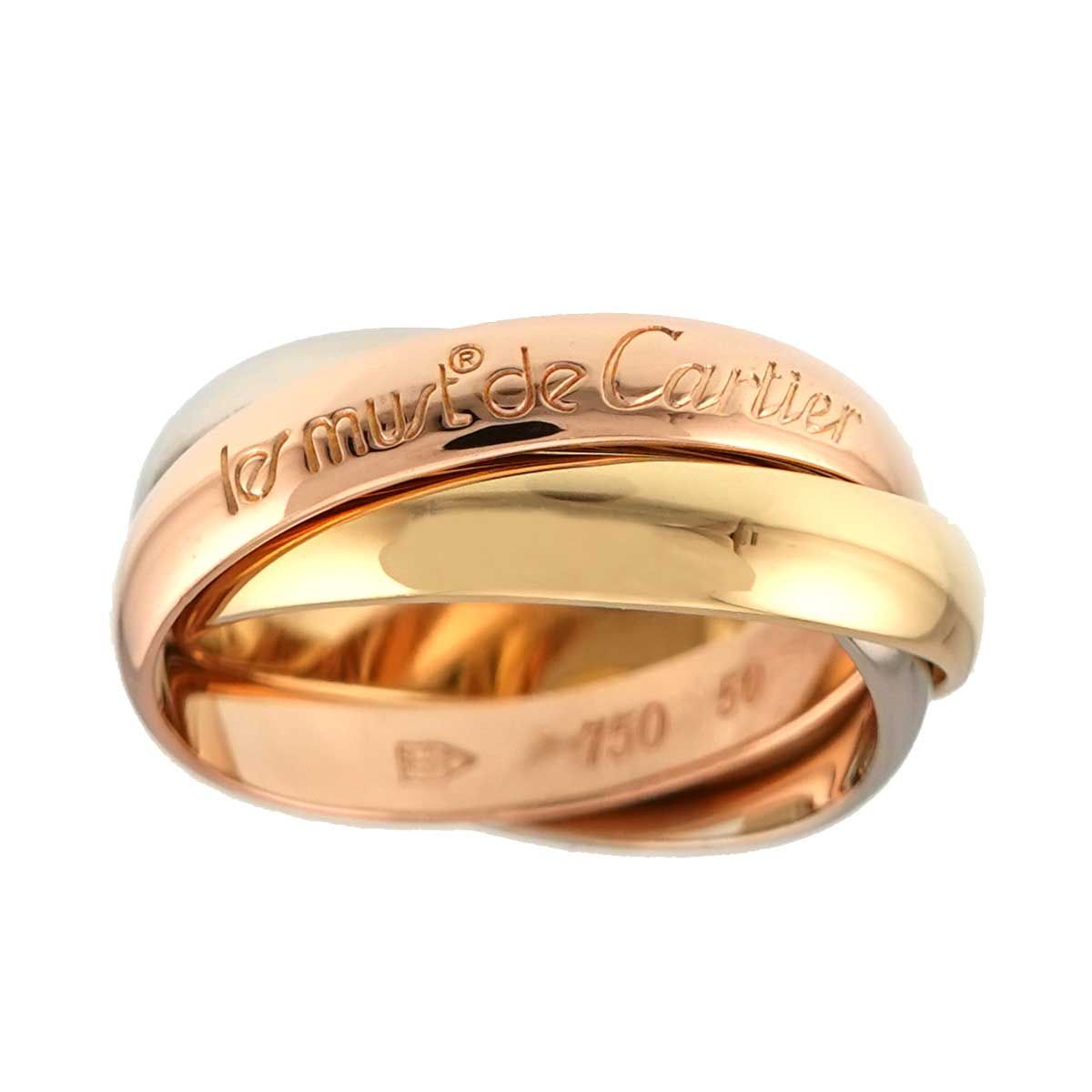 Cartier Trinity 50 Ring 18k YG WG PG Triple Strand Suri Gold 750 — view 2