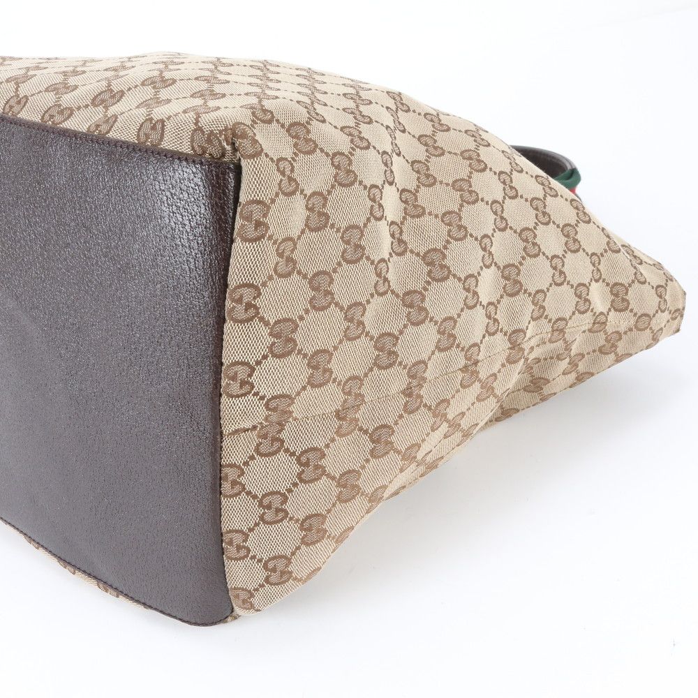 Gucci GG Canvas Sherry Line Leather Tote Shoulder Business Document — view 4