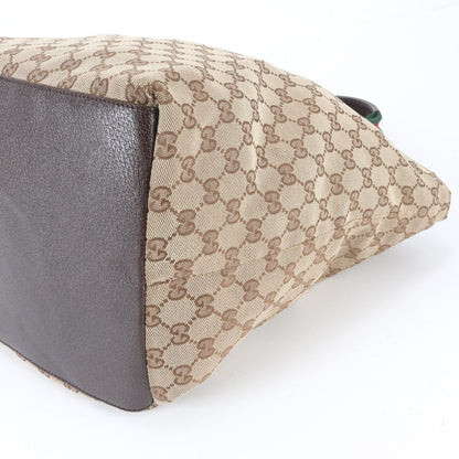 Gucci GG Canvas Sherry Line Leather Tote Shoulder Business Document — view 4