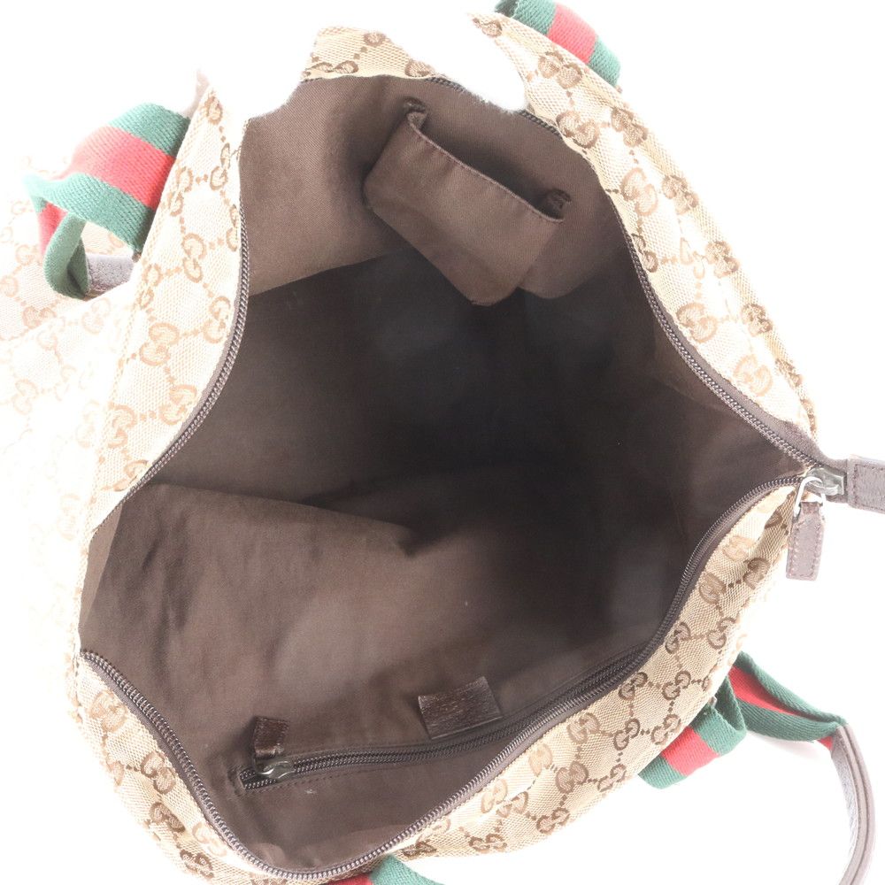 Gucci GG Canvas Sherry Line Leather Tote Shoulder Business Document — view 7