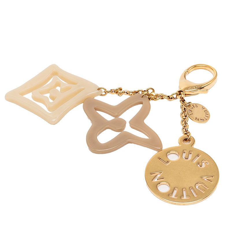 Louis Vuitton Porte Cles Taysienne Bag Charm Key Holder Gold Gray Plated