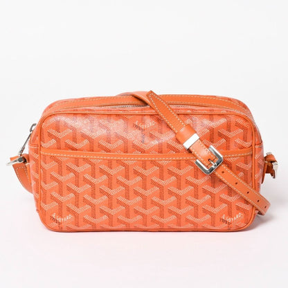 Goyard Cup Vert PM Shoulder Bag Orange Leather Silver