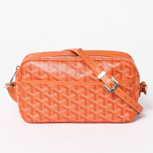 Goyard Cup Vert PM Shoulder Bag Orange Leather Silver