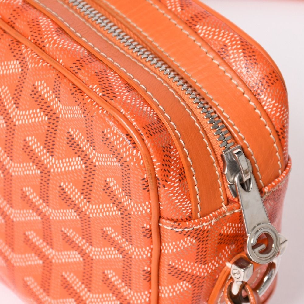 Goyard Cup Vert PM Shoulder Bag Orange Leather Silver — view 5