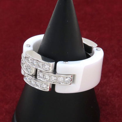 Cartier Maillon Panthere Diamond Ring White Ceramic — view 2