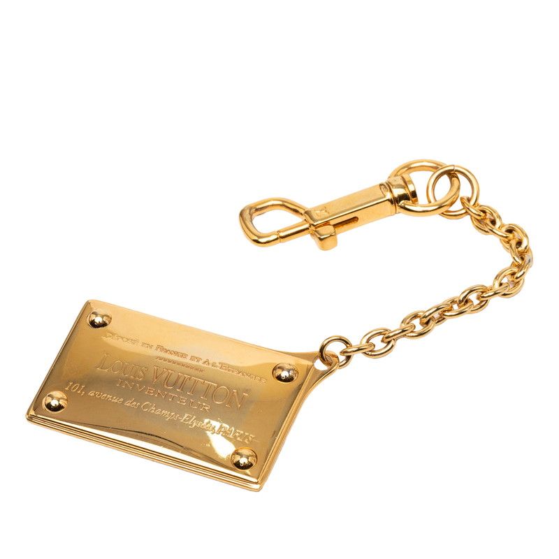 Louis Vuitton Porte Cles Aventure Chain Key Holder Plate Charm Gold Plated