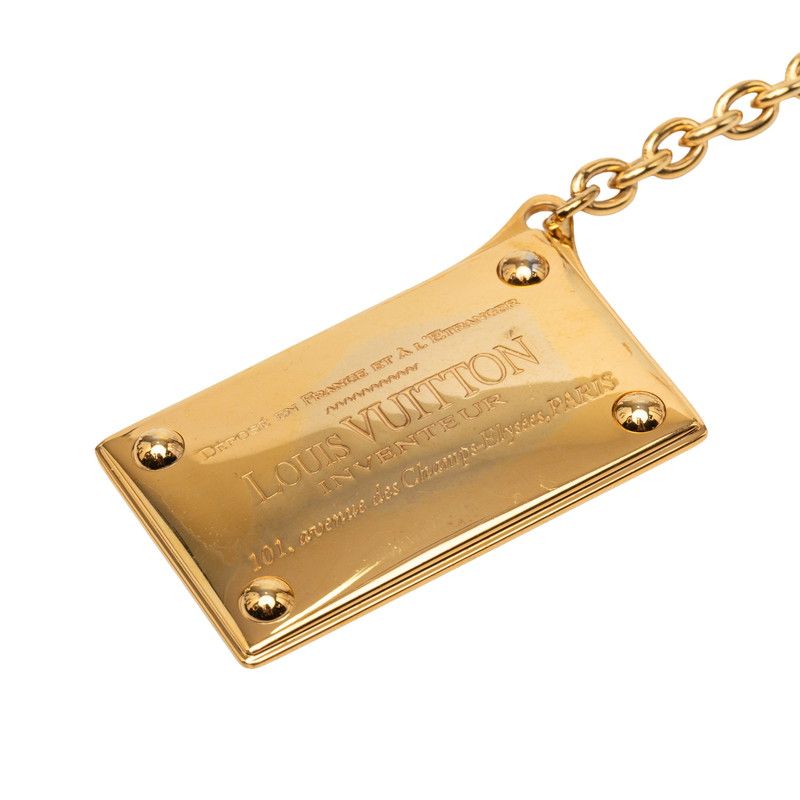 Louis Vuitton Porte Cles Aventure Chain Key Holder Plate Charm Gold Plated — view 3