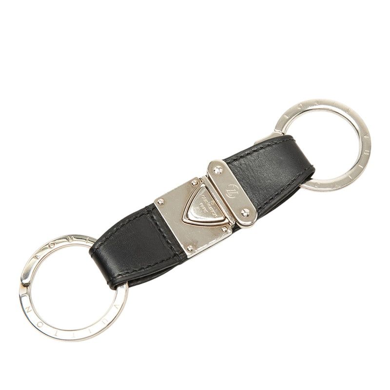 Louis Vuitton Nomad Porte Cles Vale Key Ring Black Silver Leather Metal