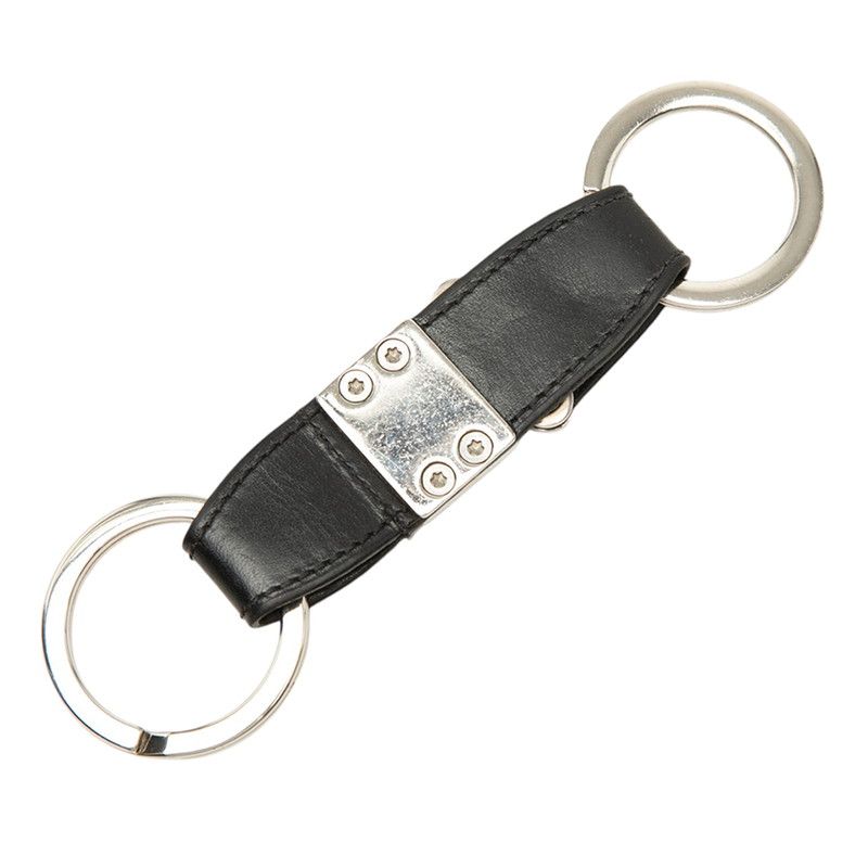 Louis Vuitton Nomad Porte Cles Vale Key Ring Black Silver Leather Metal — view 2