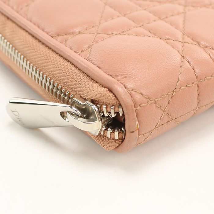 Dior Voyageur Wallet Lady Dior Zip Around Lambskin — view 7
