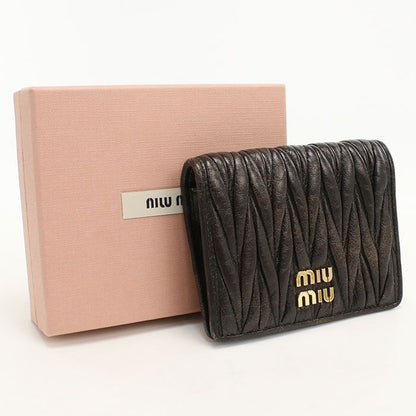 Miu Miu Miu Leather Fold Wallet Matelasse Bifold Lambskin