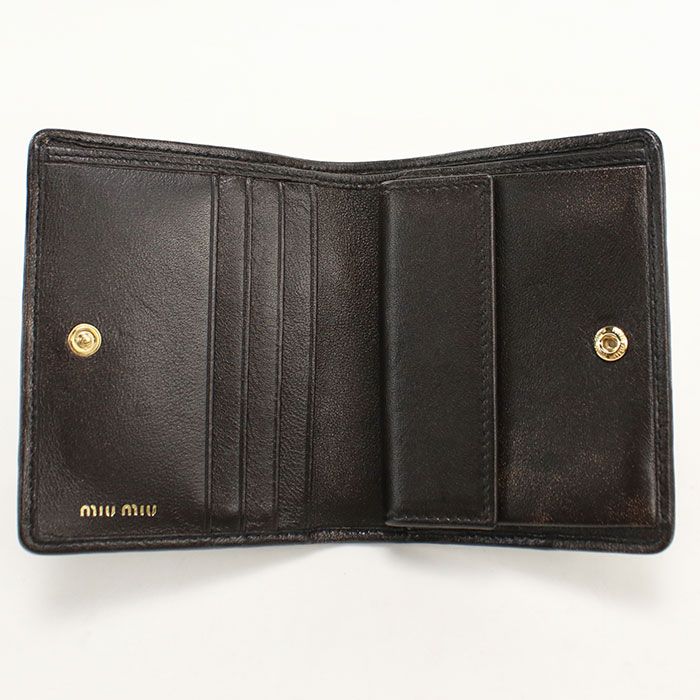 Miu Miu Miu Leather Fold Wallet Matelasse Bifold Lambskin — view 3