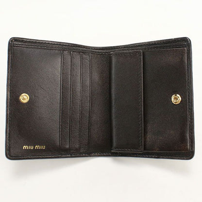 Miu Miu Miu Leather Fold Wallet Matelasse Bifold Lambskin — view 3