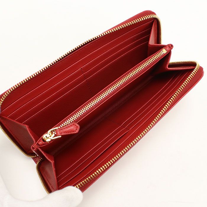 Prada Zip Around Wallet Saffiano Triangle Leather — view 3