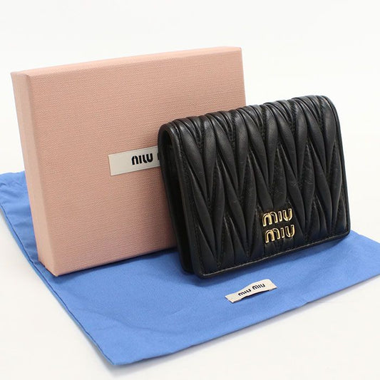 Miu Miu Miu Matelasse Bifold Wallet Lambskin