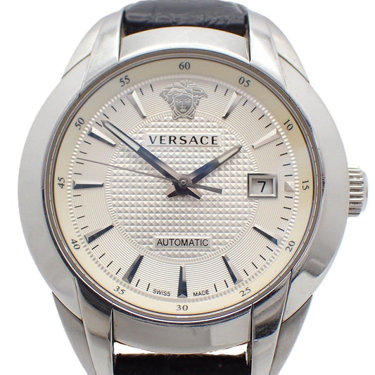 Versace Character Automatic Winding Watch Silver Dial Leather Strap Pawn