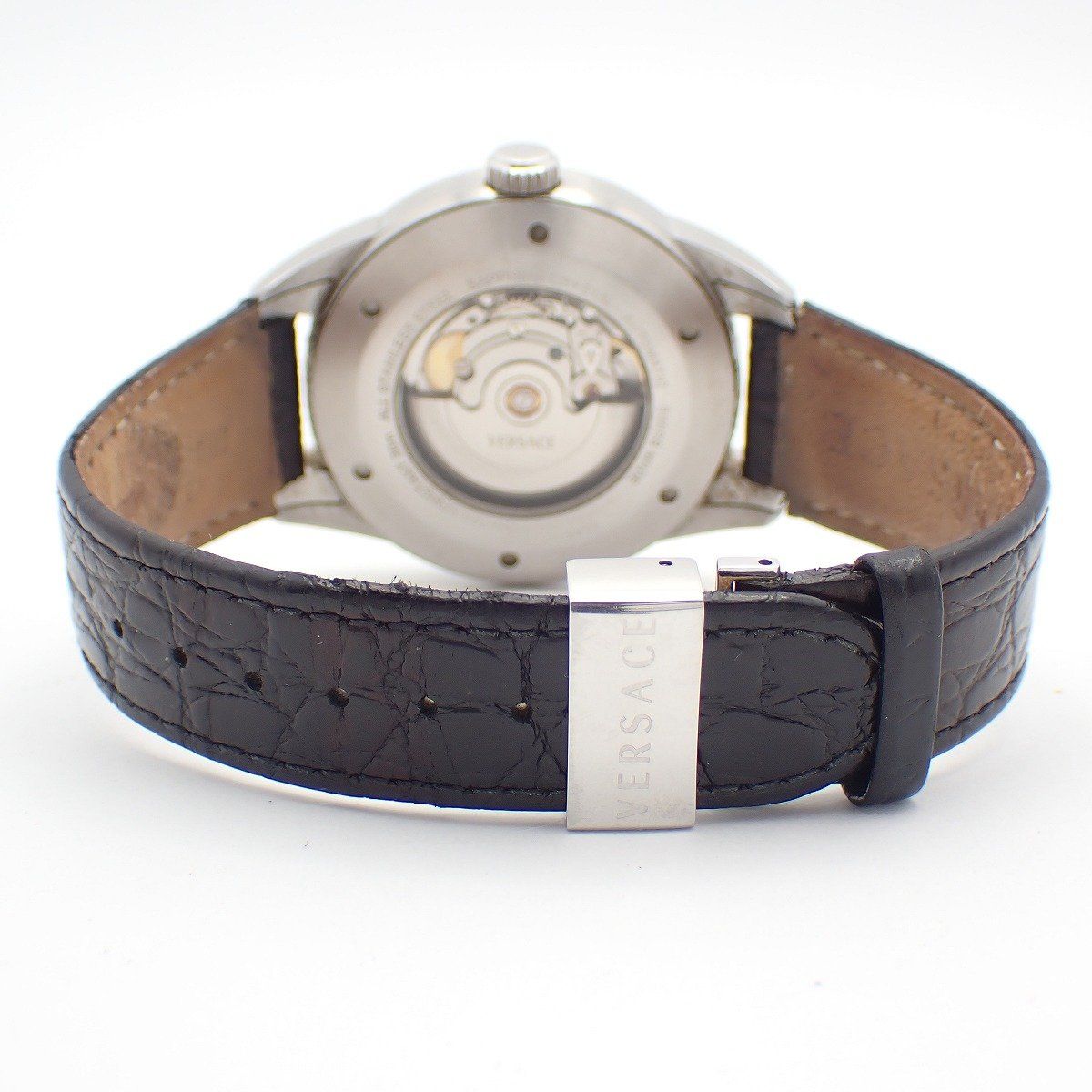 Versace Character Automatic Winding Watch Silver Dial Leather Strap Pawn — view 3