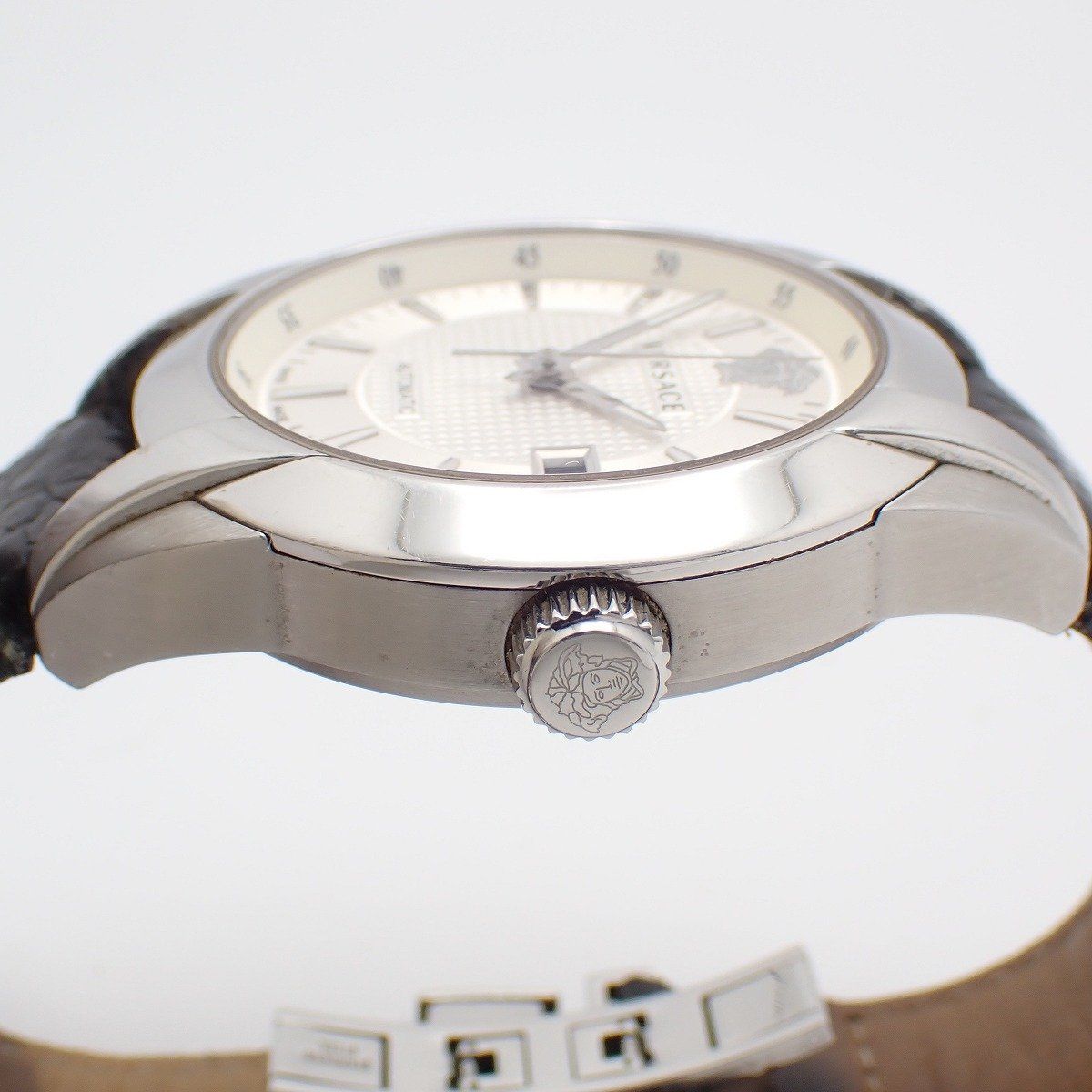 Versace Character Automatic Winding Watch Silver Dial Leather Strap Pawn — view 7