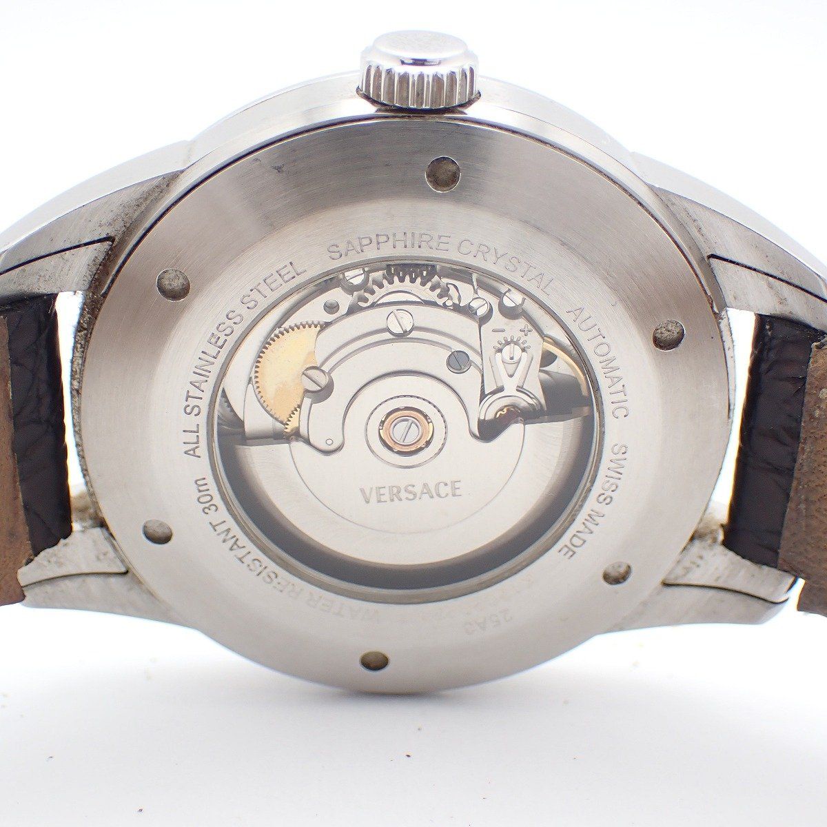 Versace Character Automatic Winding Watch Silver Dial Leather Strap Pawn — view 9