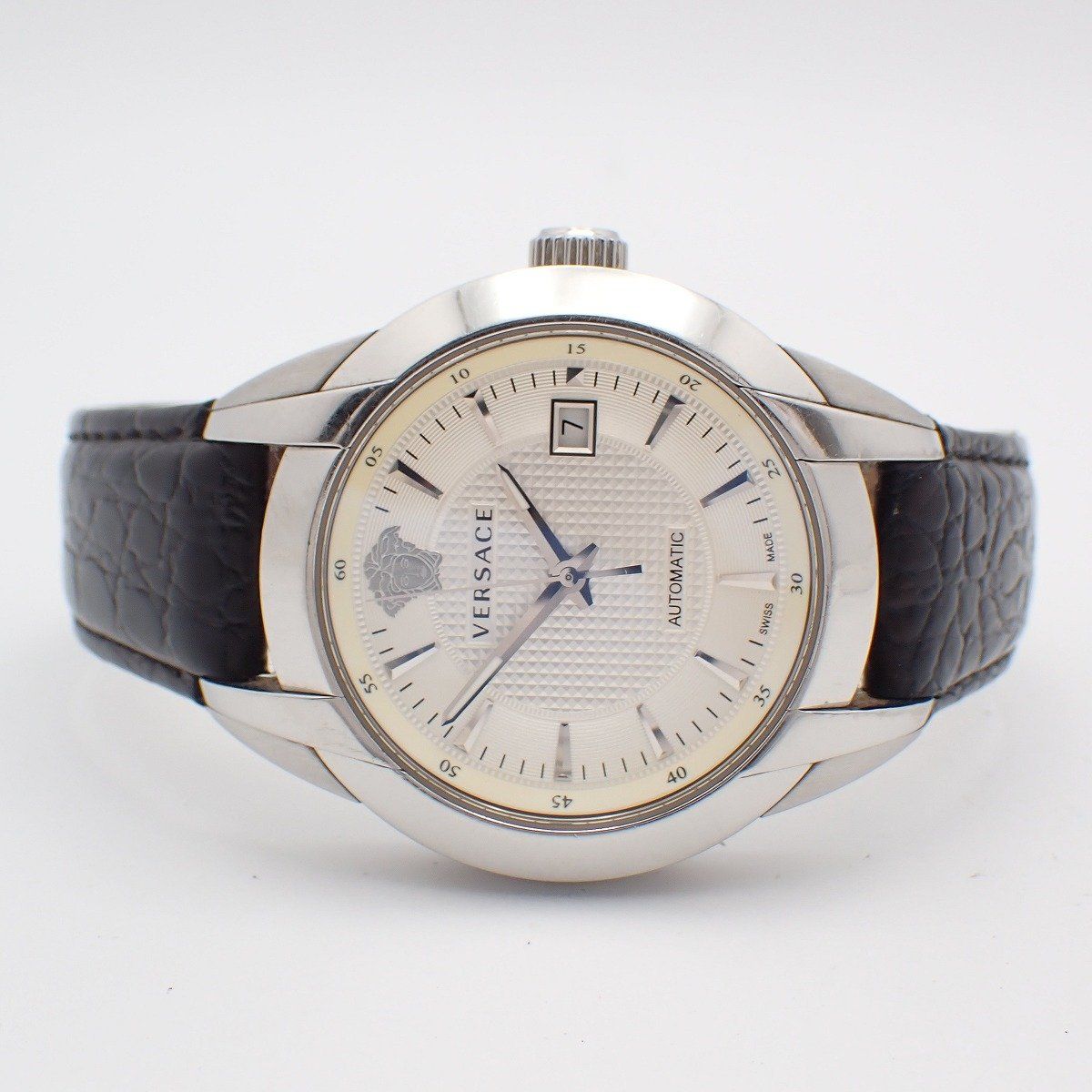 Versace Character Automatic Winding Watch Silver Dial Leather Strap Pawn — view 2