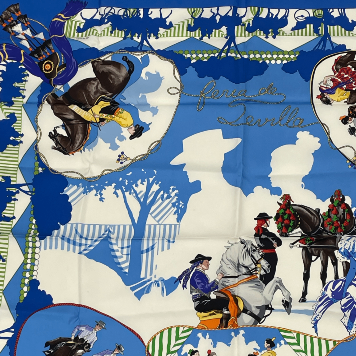 Hermes Scarf Carre 90 Feria de Sevilla Holidays in Seville Silk 100% Blue — view 5