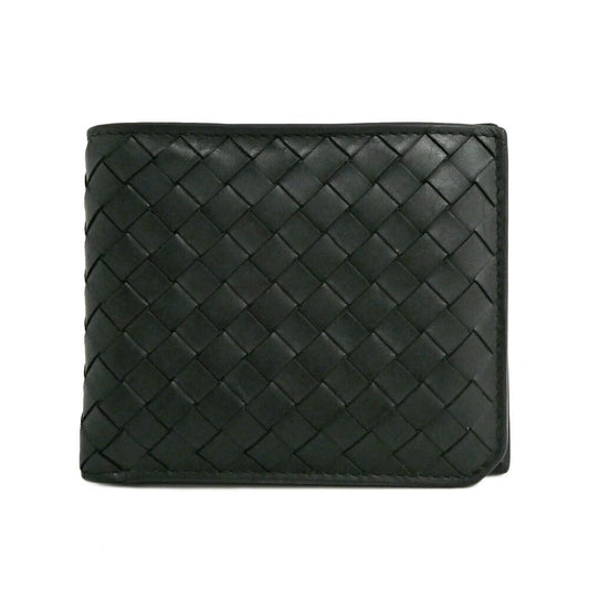 Bottega Veneta Intrecciato Piccolo Bifold Wallet Calf Leather Black Billfold