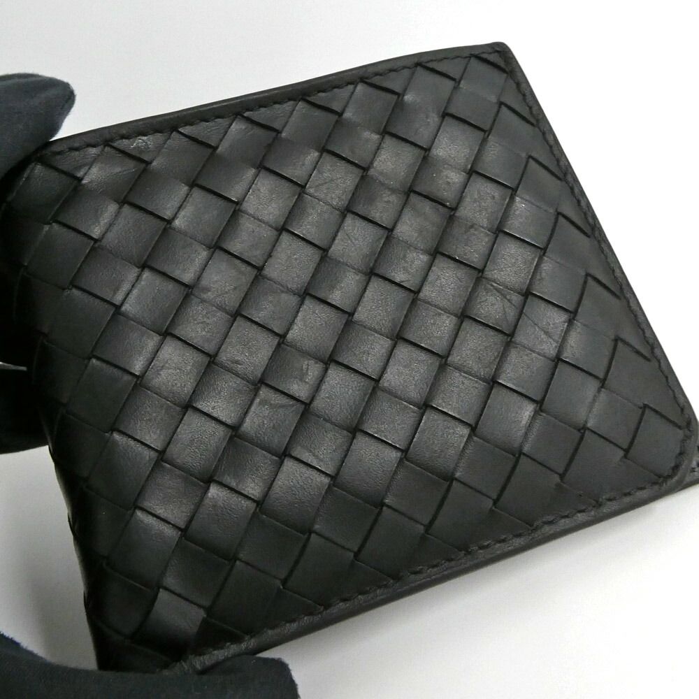 Bottega Veneta Intrecciato Piccolo Bifold Wallet Calf Leather Black Billfold — view 6