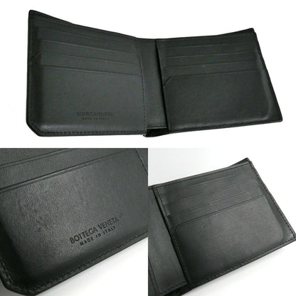 Bottega Veneta Intrecciato Piccolo Bifold Wallet Calf Leather Black Billfold — view 3