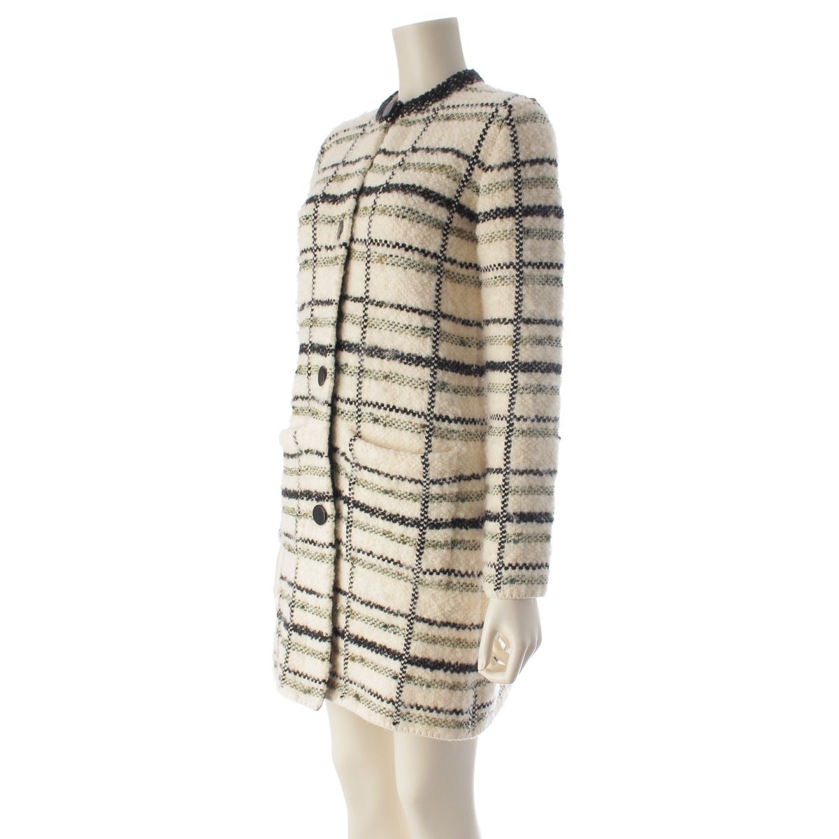 Louis Vuitton Wool Blend All Over Pattern Knit Coat Dress White Multicolor XS — view 2