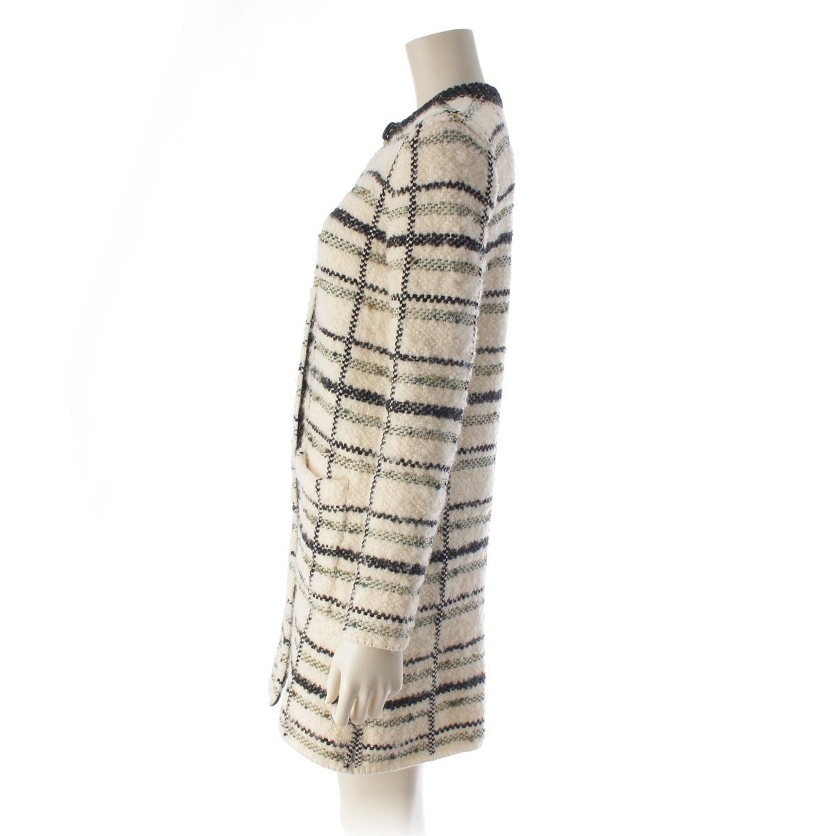 Louis Vuitton Wool Blend All Over Pattern Knit Coat Dress White Multicolor XS — view 3
