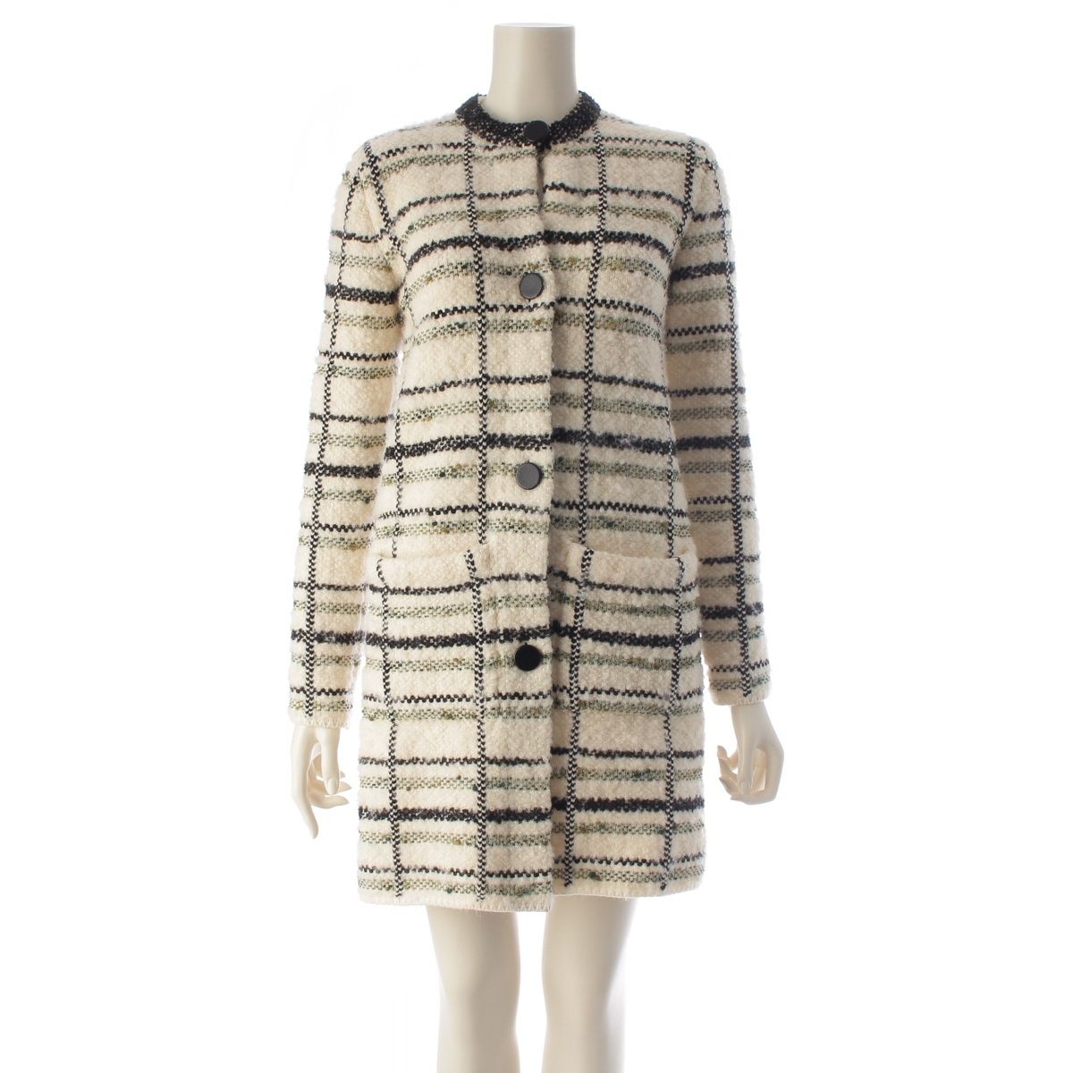 Louis Vuitton Wool Blend All Over Pattern Knit Coat Dress White Multicolor XS