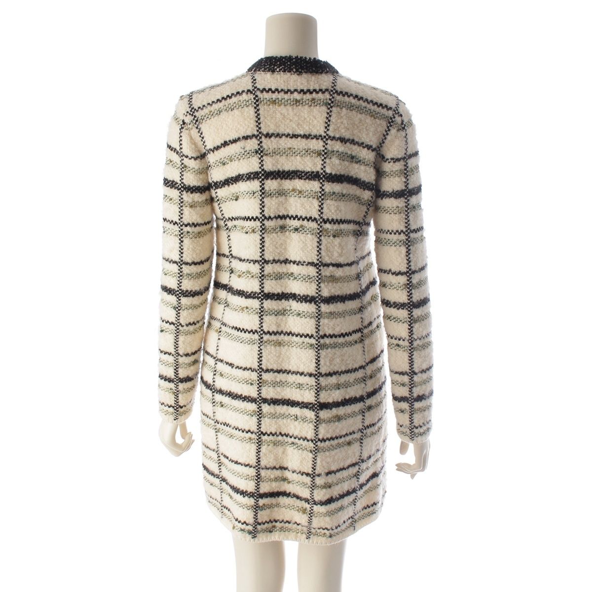 Louis Vuitton Wool Blend All Over Pattern Knit Coat Dress White Multicolor XS — view 4