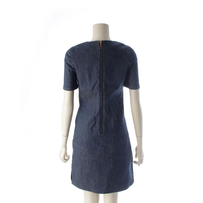Louis Vuitton Stretch Denim Wave Line Contrast Short Sleeve Dress Indigo 34 — view 4
