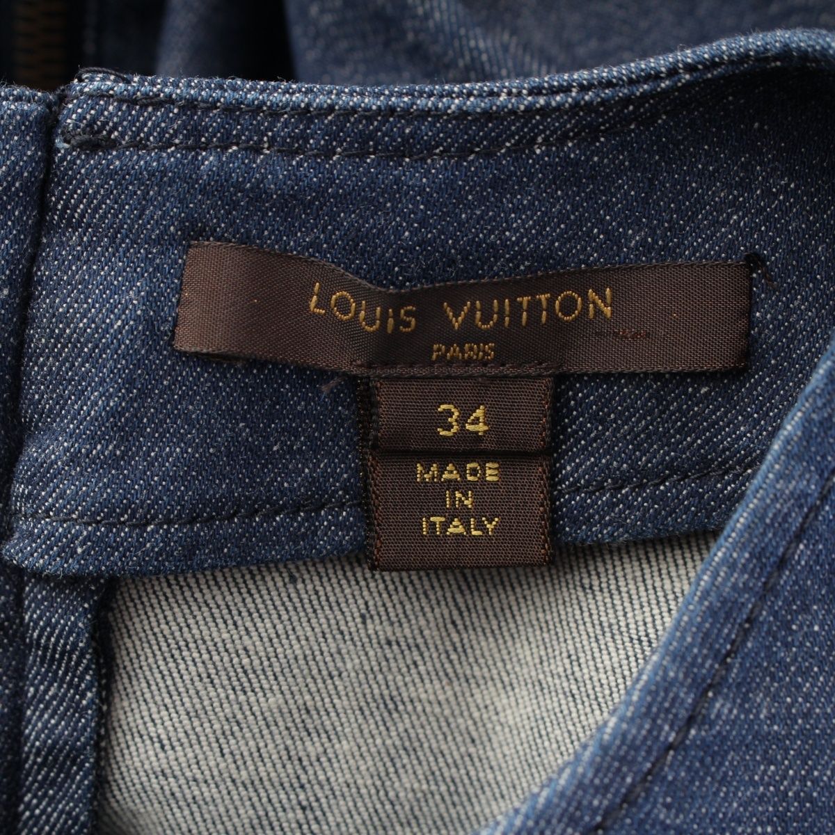 Louis Vuitton Stretch Denim Wave Line Contrast Short Sleeve Dress Indigo 34 — view 9
