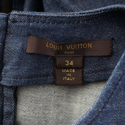 Louis Vuitton Stretch Denim Wave Line Contrast Short Sleeve Dress Indigo 34 — view 9